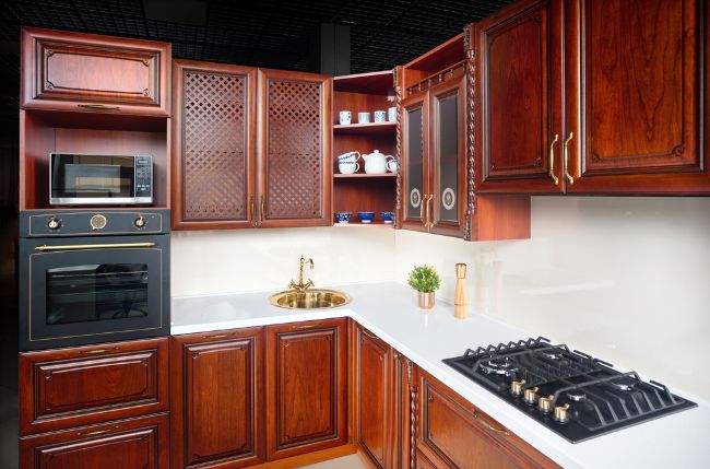 an image of kitchen cabinet layout