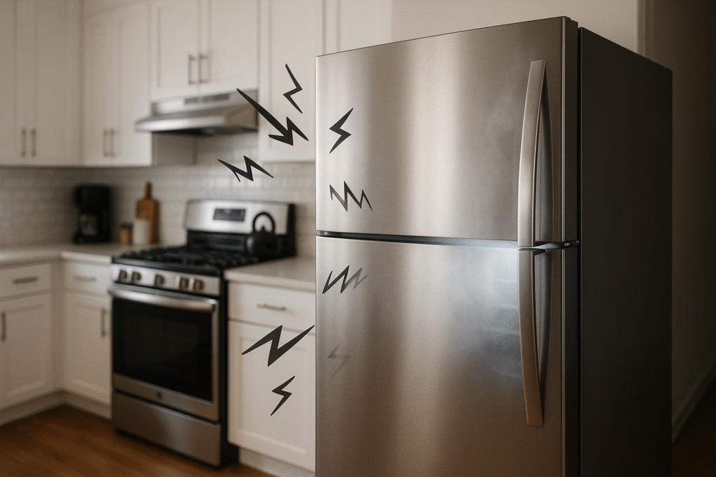 refrigerator noise stops when the door opens