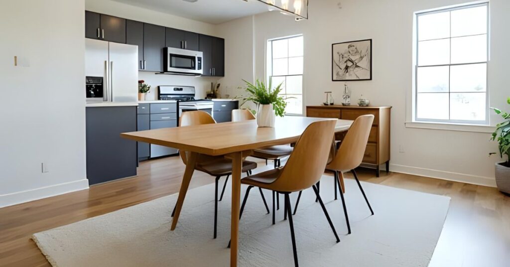 rug under kitchen table