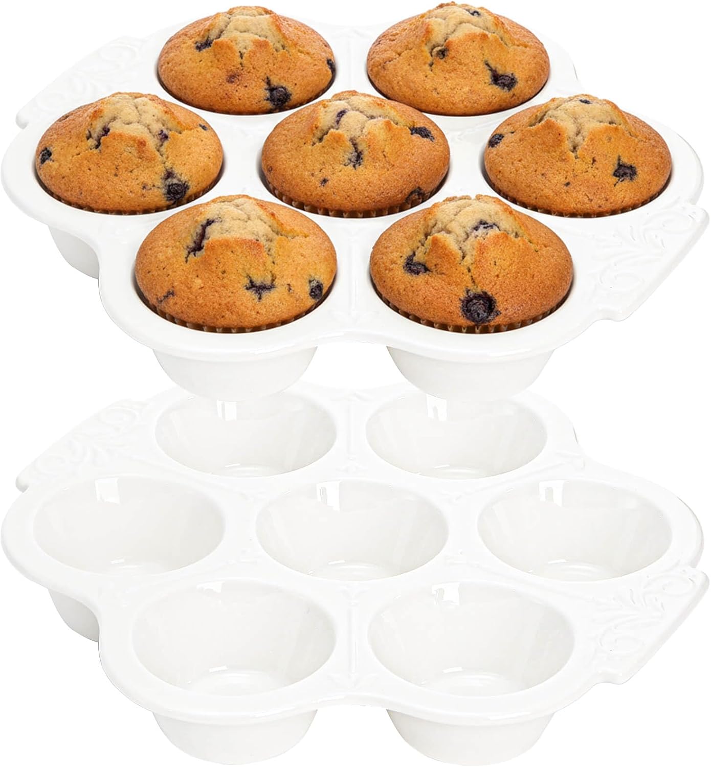Youeon 2 Pcs Ceramic Muffin Pans