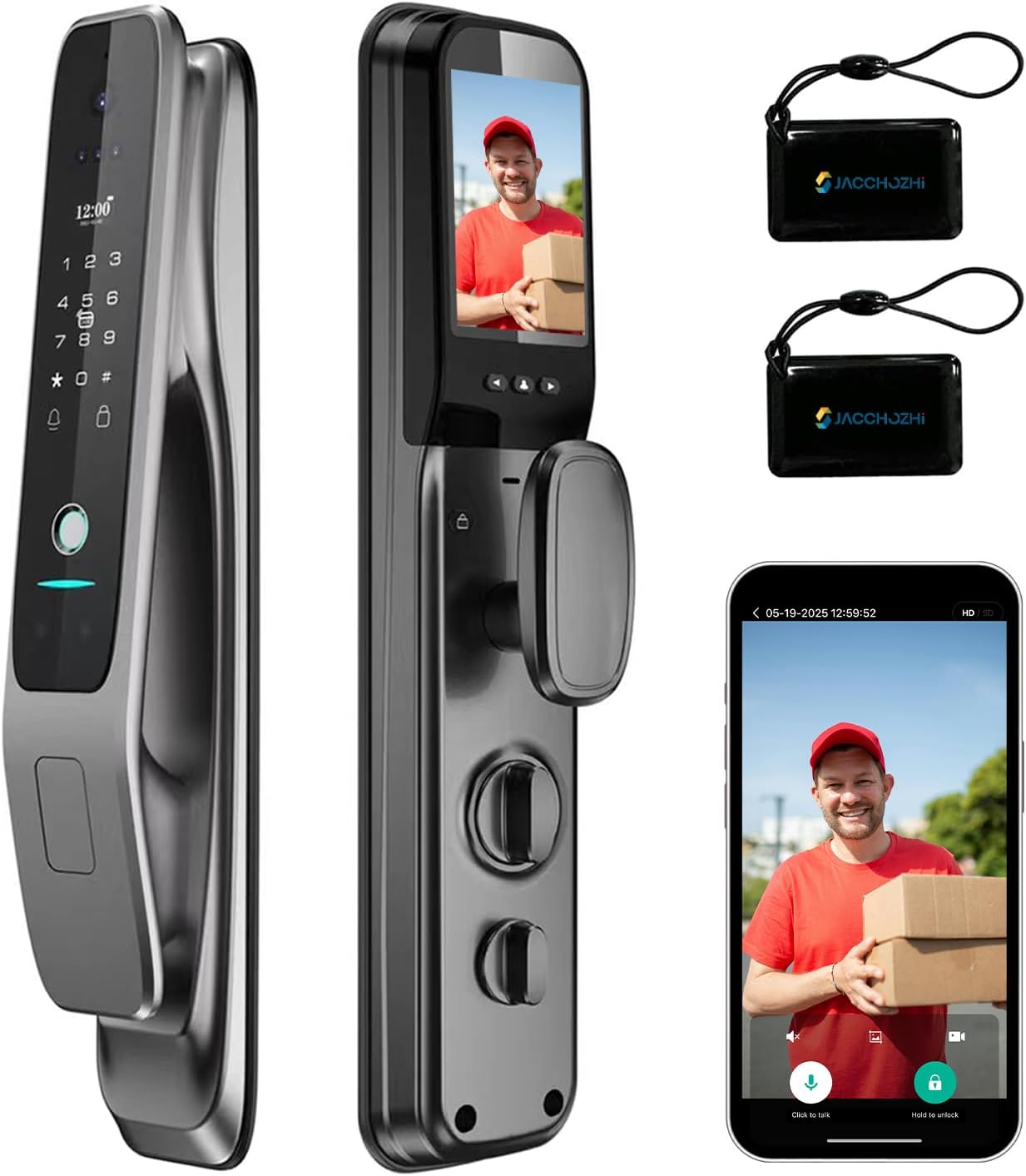 Jacchozhi 3D Face Recognition Video Smart Lock