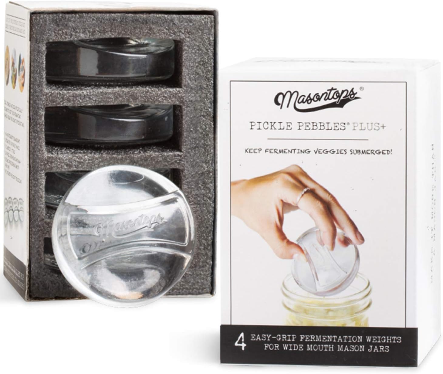 Masontops Pickle Pebble Glass Infinity Weights for Fermenting