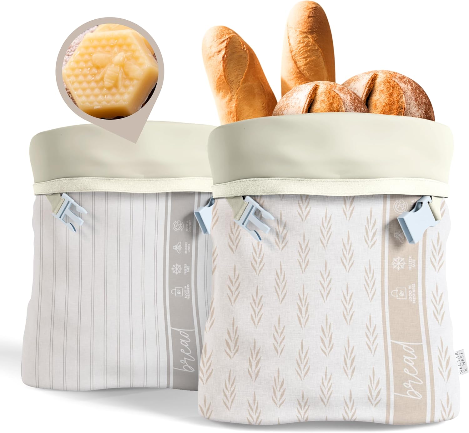 Nectar & Nest Reusable Beeswax Bread Bags