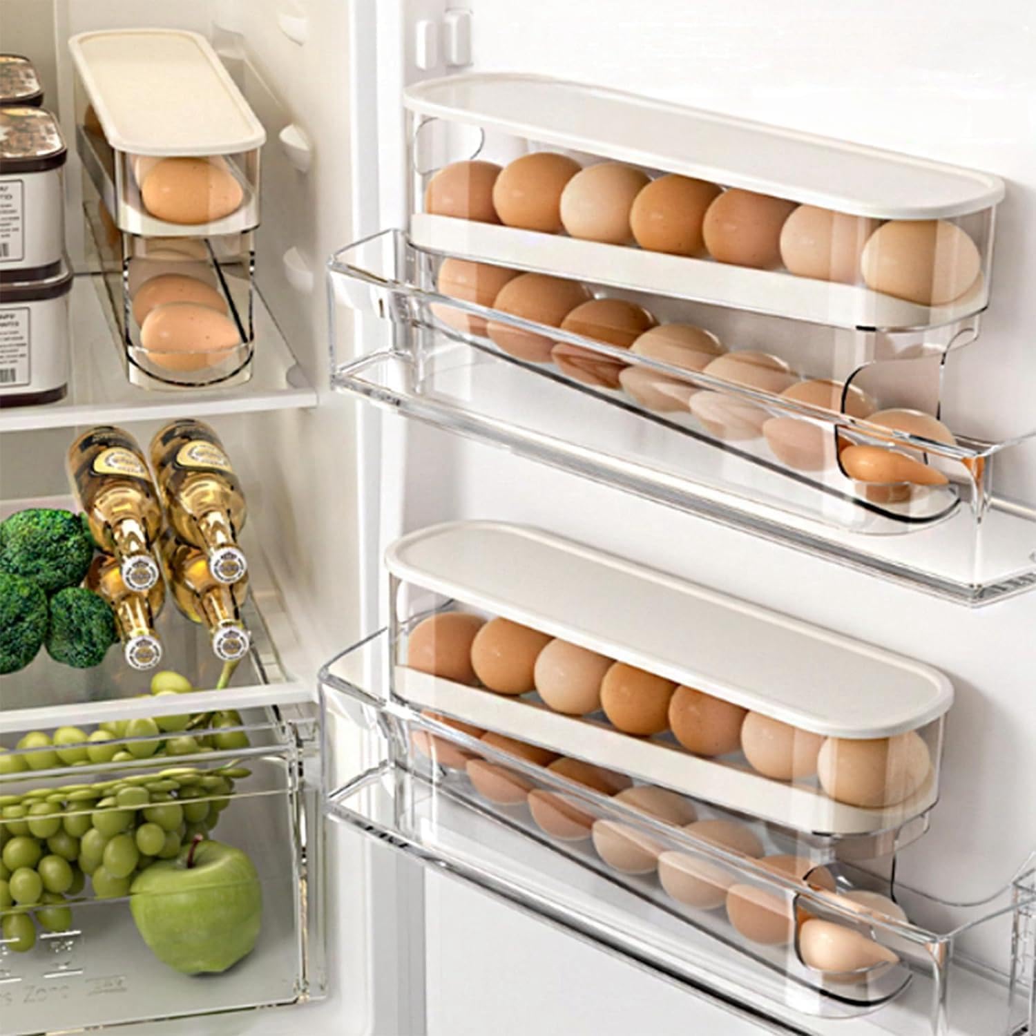 WACOI Auto Rolling Fridge Egg Organizer