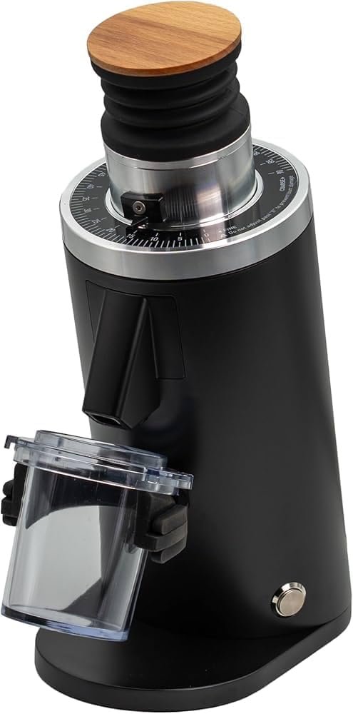 DF54 single dose coffee grinder with 54 mm flat burrs and 58 mm dosing cup