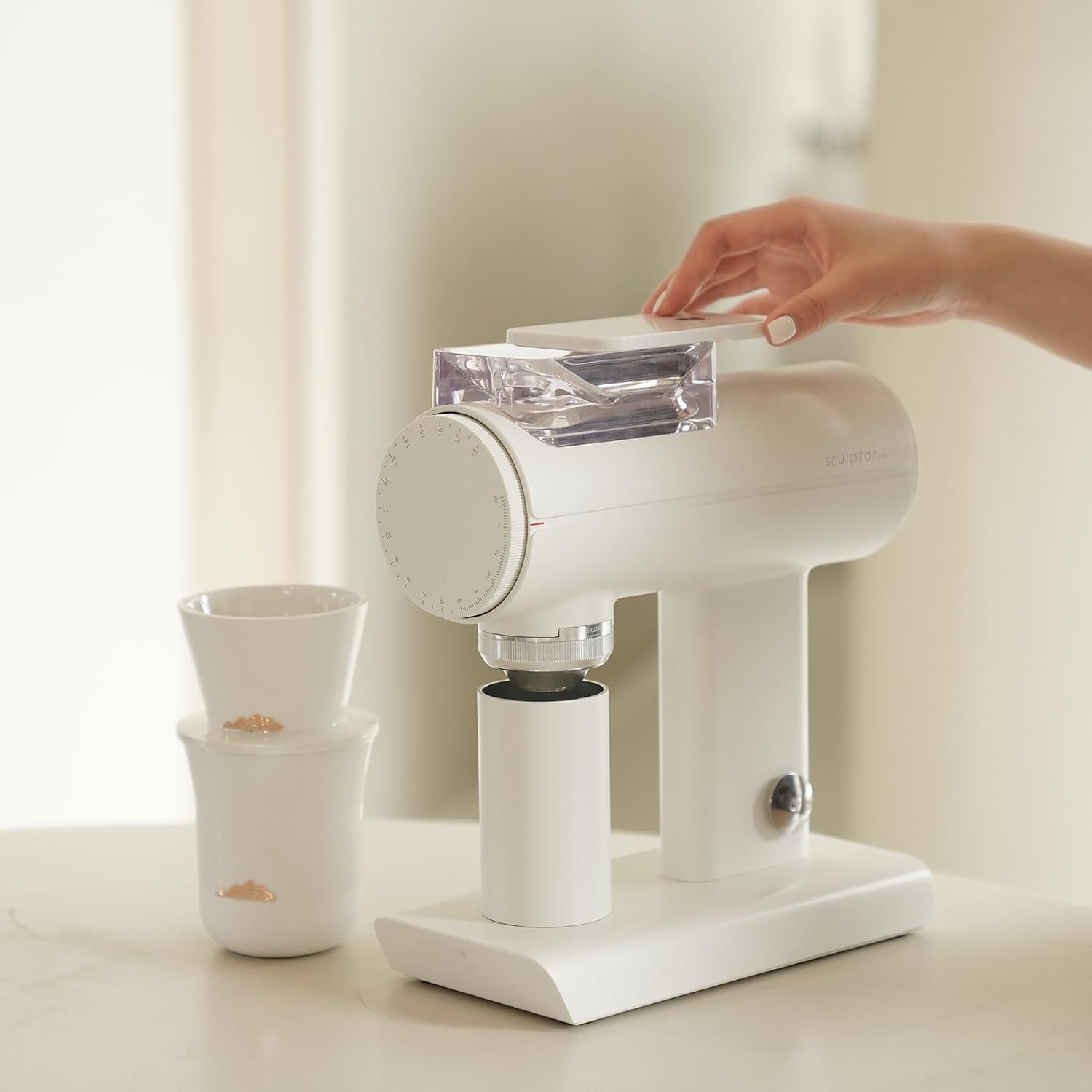TIMEMORE Sculptor 078S white electric flat burr espresso grinder