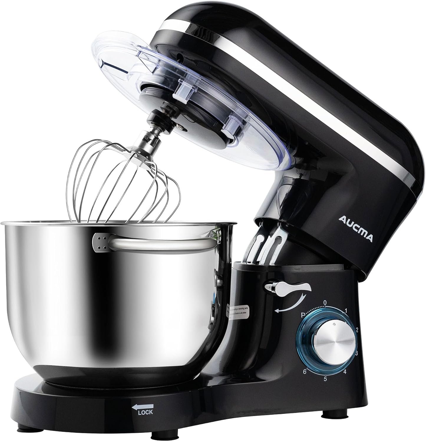 Aucma 6.5 quart 660 watt tilt-head stand mixer with stainless bowl