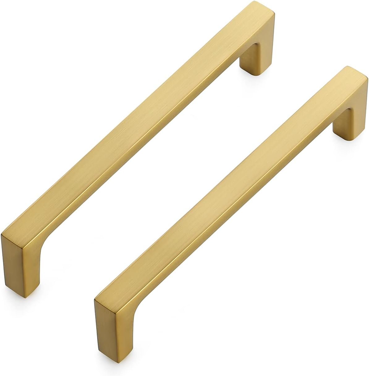 Brushed brass bar-style kitchen cabinet pulls