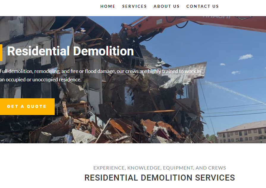 Screenshot of Residential demolition homepage