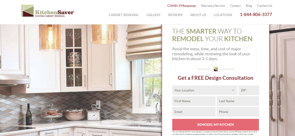 Screenshot of Kitchen Savers Homepage