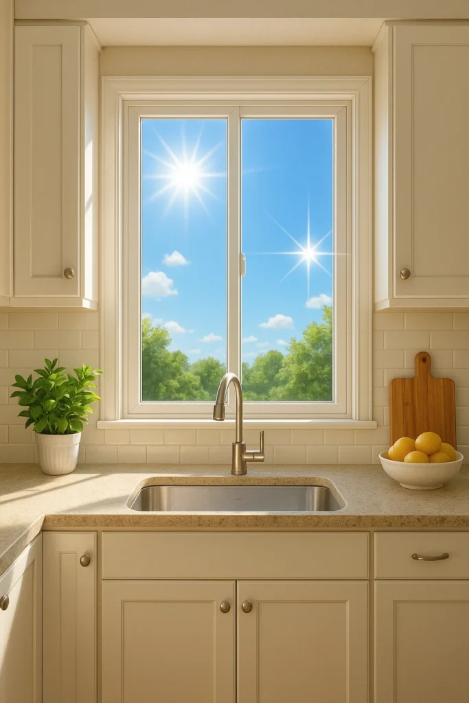 window above a kitchen sink