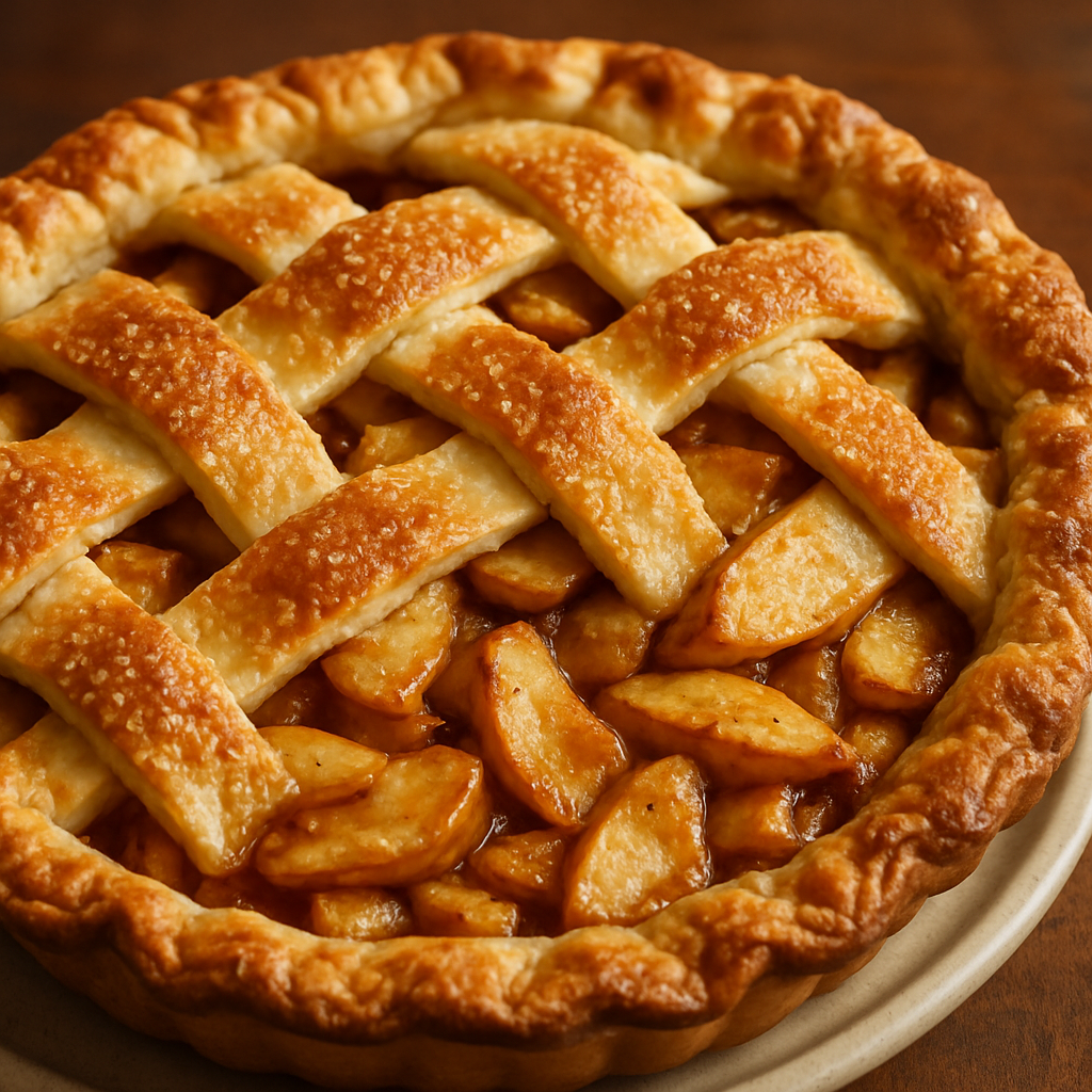 Close-up of a fresh apple pie or a plate of holiday cookies