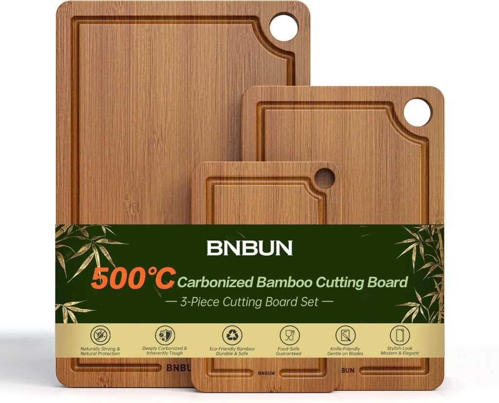 BNBUN 3-Piece Bamboo Cutting Board Set