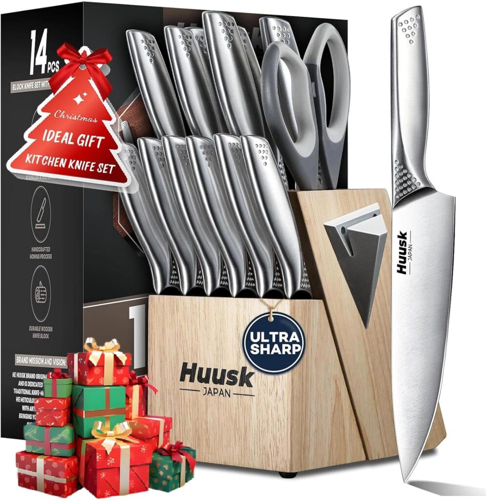 Huusk 14-Piece Japanese Stainless Steel Knife Set 