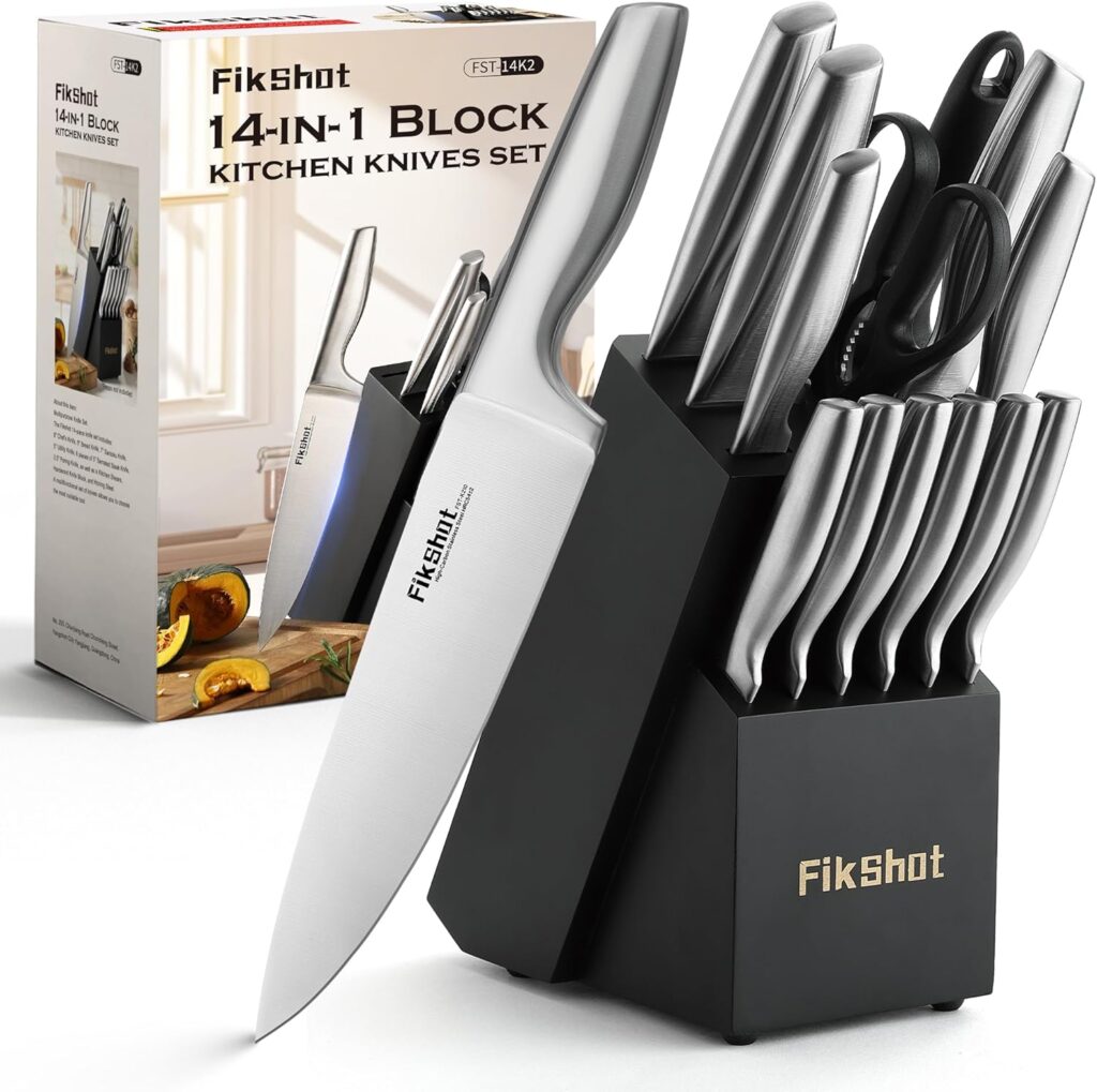 FIKSHOT Premium Stainless Steel Knife Block Set