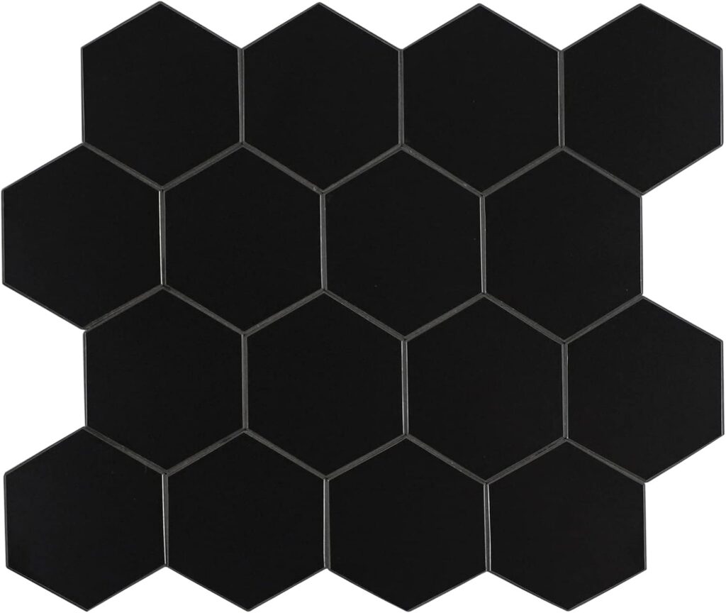 Miscasa Hexagon Matte Black Peel-and-Stick Tile