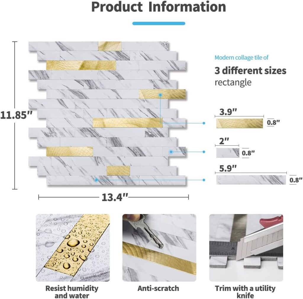 Gold & White Marble Peel-and-Stick Backsplash