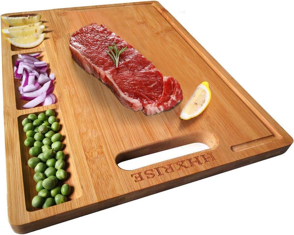 HHXRISE Bamboo Cutting Board with Compartments