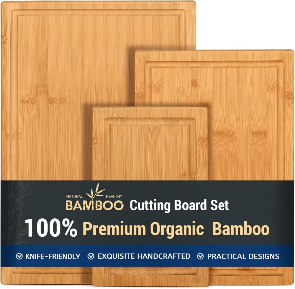 HIWARE 3-Piece Bamboo Cutting Board Set