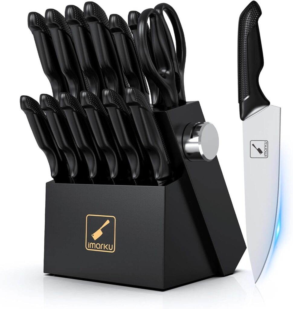 imarku 14-Piece Stainless Steel Knife Block Set