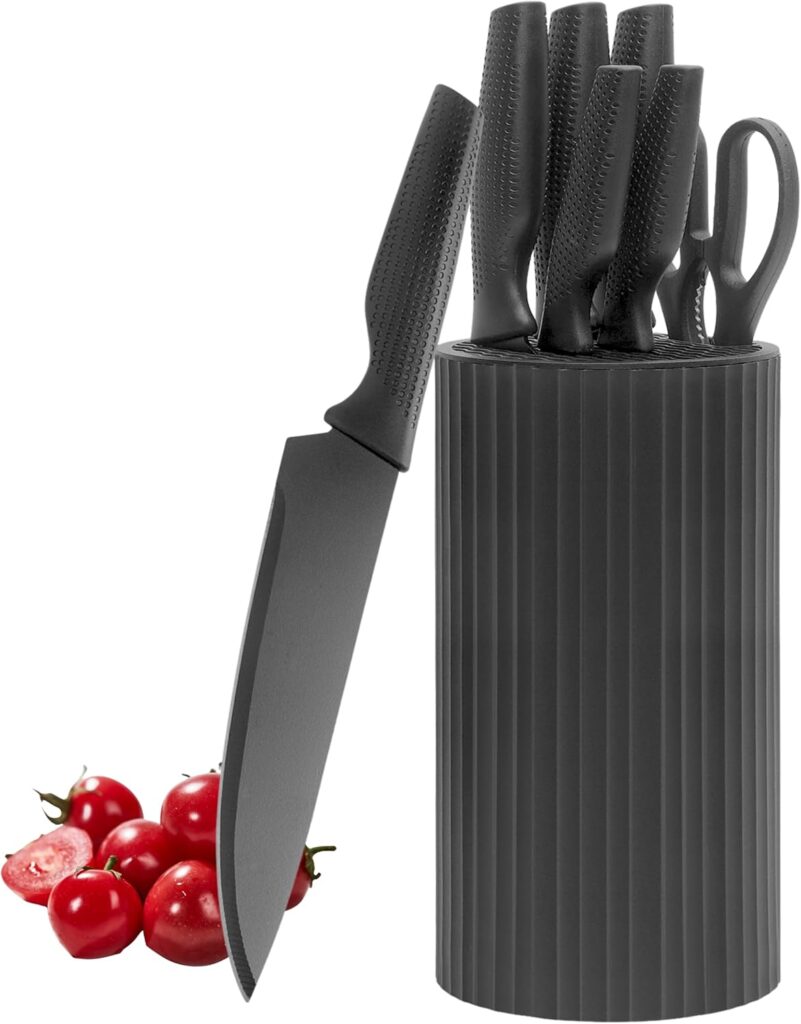 Psythuor 7-Piece Non-Stick Black Knife Set