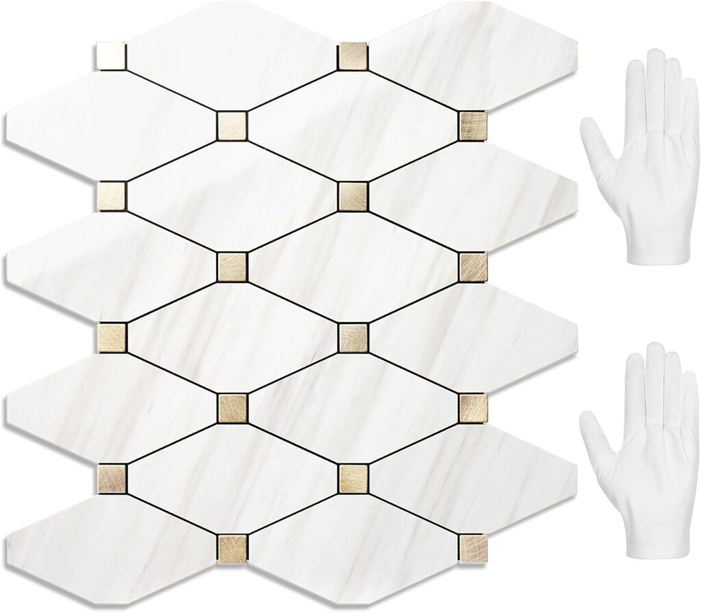 Mixed-Material stickgoo backsplash