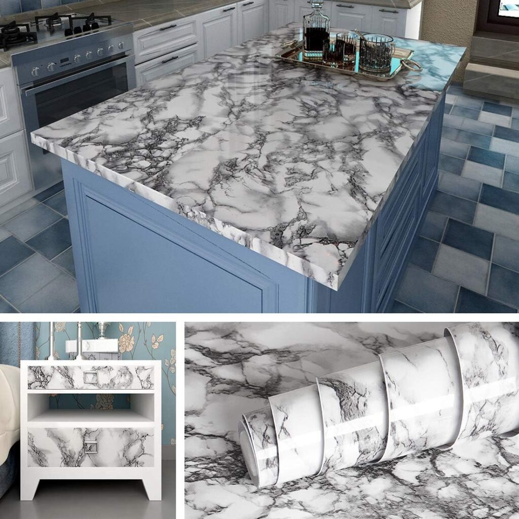 Livelynine Marble Peel-and-Stick Countertop Vinyl - Refresh Your Countertops Without Replacing Them