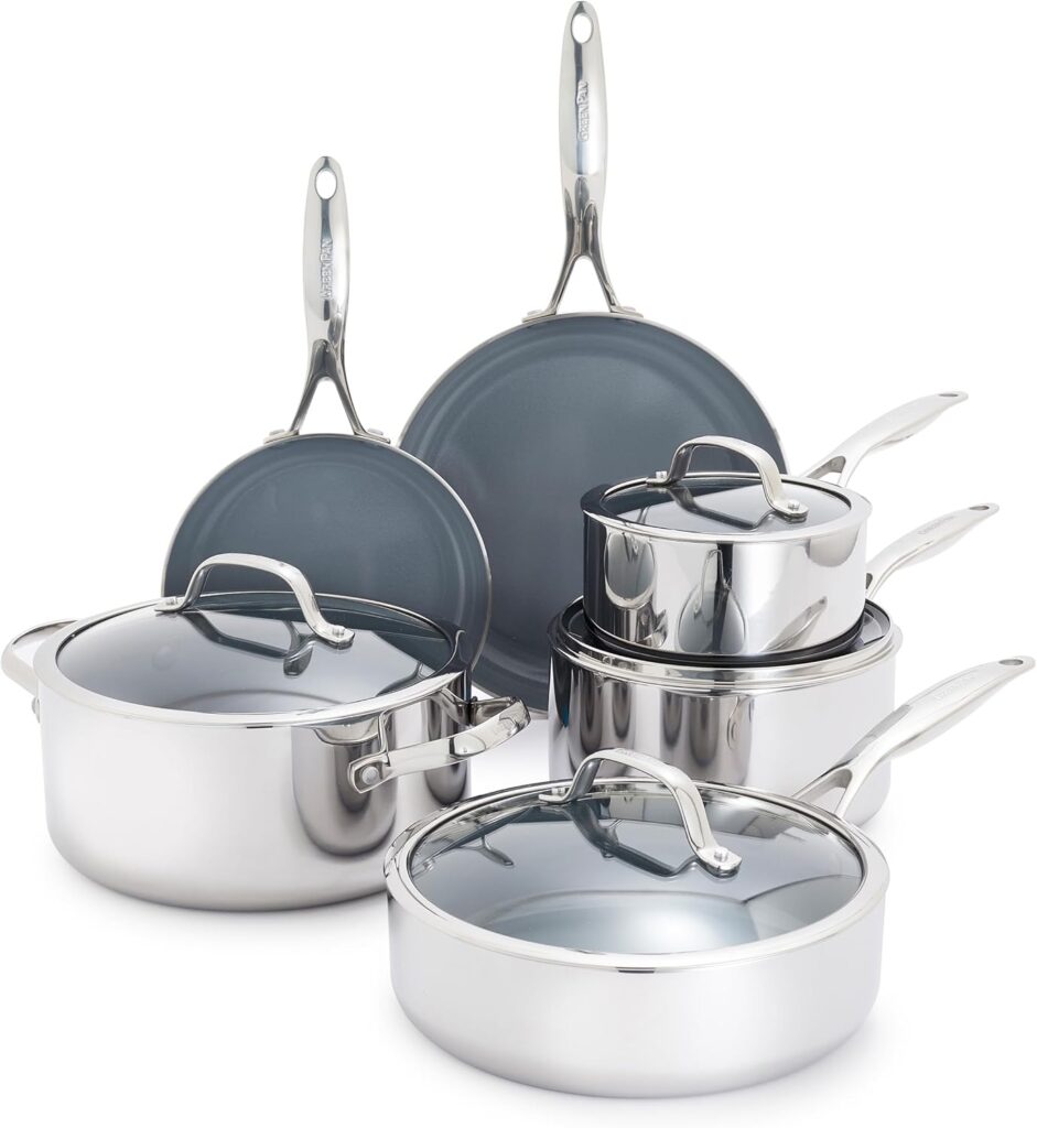 GreenPan Valencia Pro SS 10 Pc Cookware Set