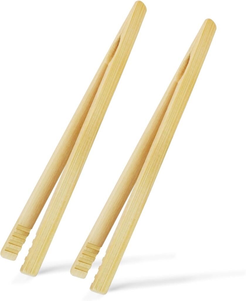 Jowmoy 10.2" Anti-Slip Bamboo Tongs