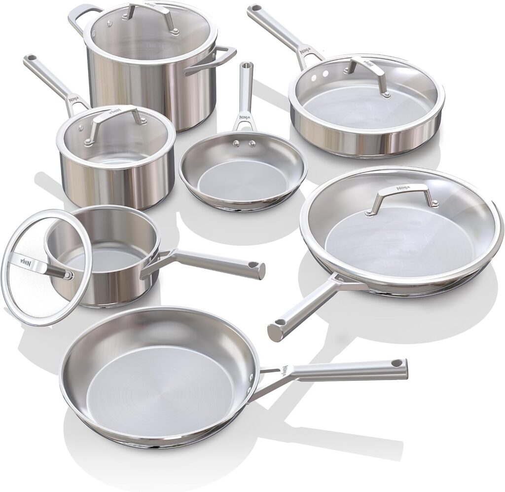Ninja EverClad Stainless Steel Cookware 12 Piece Pots & Pans Set