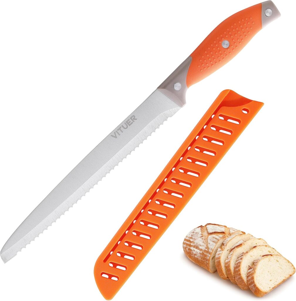 VITUER 8" Bread Knife with Cover