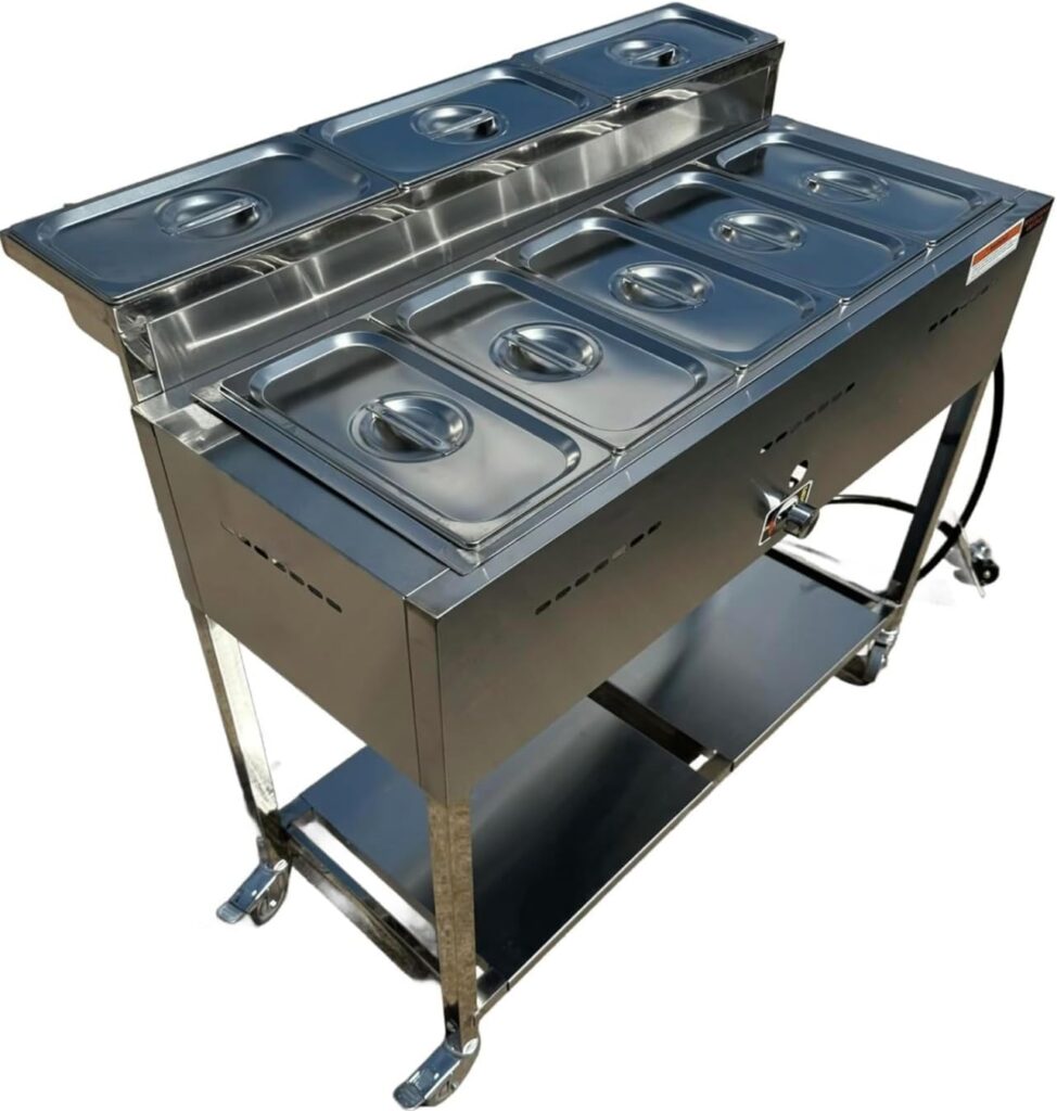 Gas Shark 5-Pan Steam Table Food Warmer Cart