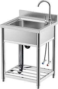 kINGBO Stainless Steel Single Bowl Sink with Drainboard