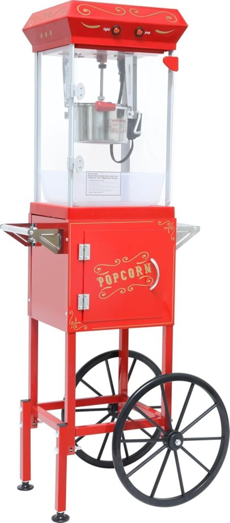 Popcorn Maker Machine with Stand Cart
