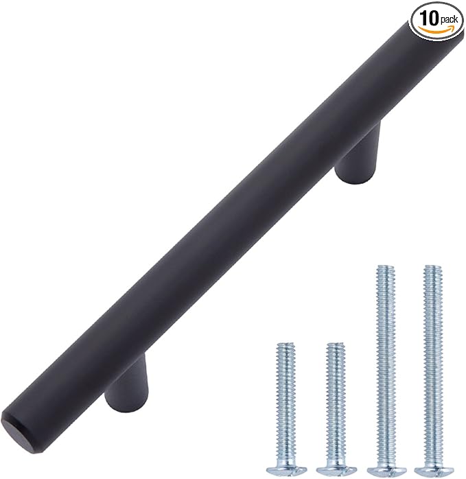 Amazon Basics Euro Bar Pull (Matte Black) 5"