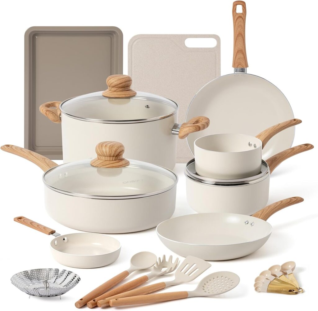 ONGIFT 23 Pcs Pots and Pans Set Nonstick - induction safdfe cookware set