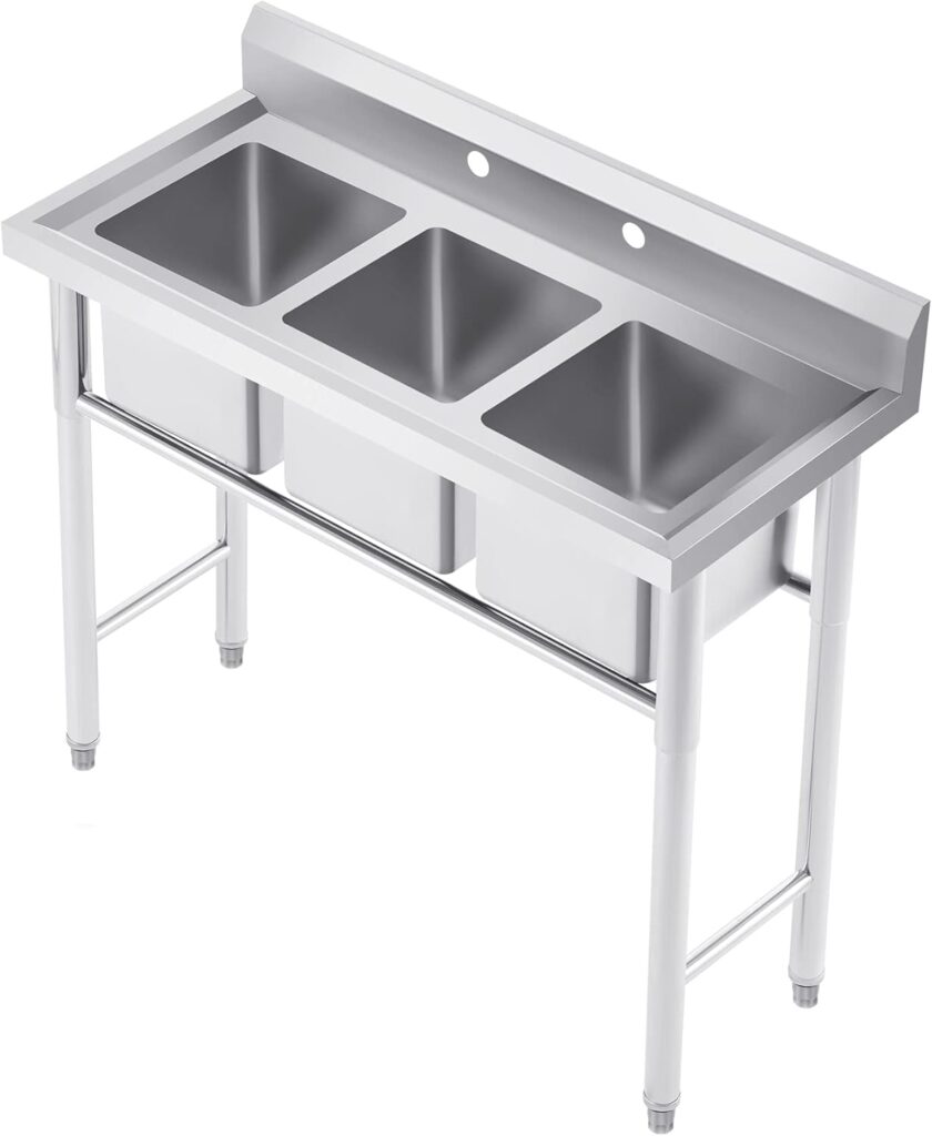 WILPREP 3 Compartment Stainless Steel Sink