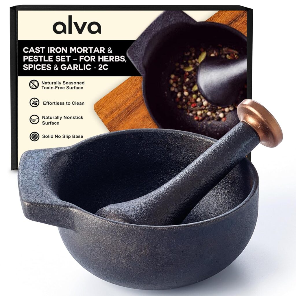 Alva Nori Enameled Cast Iron Mortar & Pestle 2-Cup