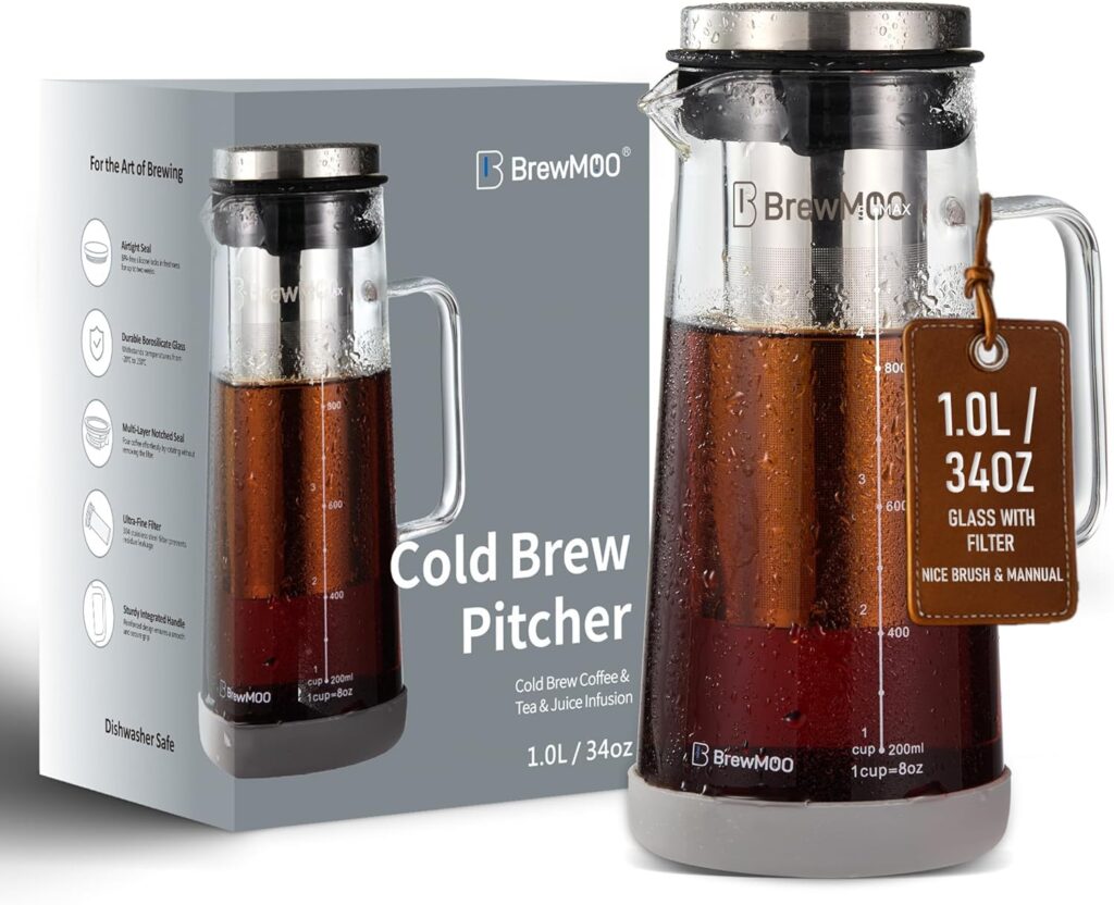BrewMOO 34 oz Cold Brew Maker with Non-Slip Base