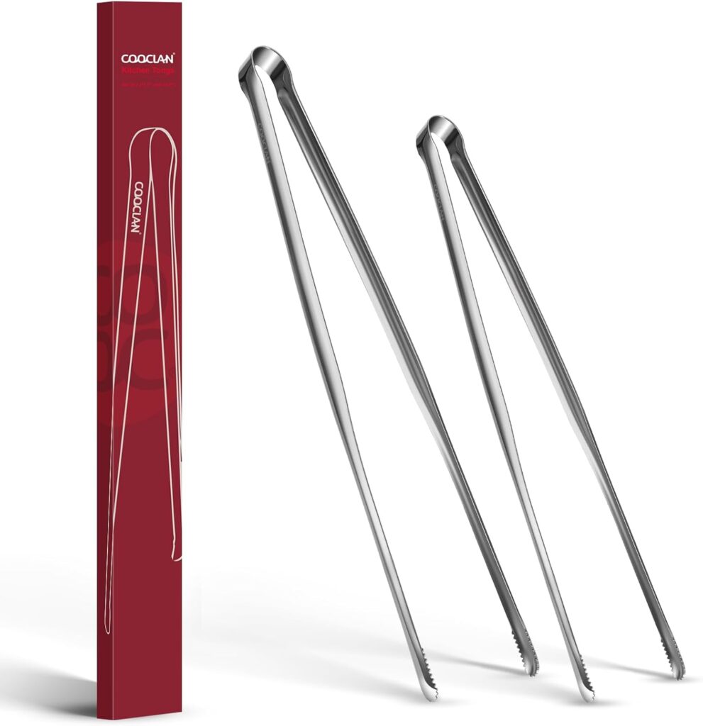 COOCLAN Precision Serrated Cooking Tongs 