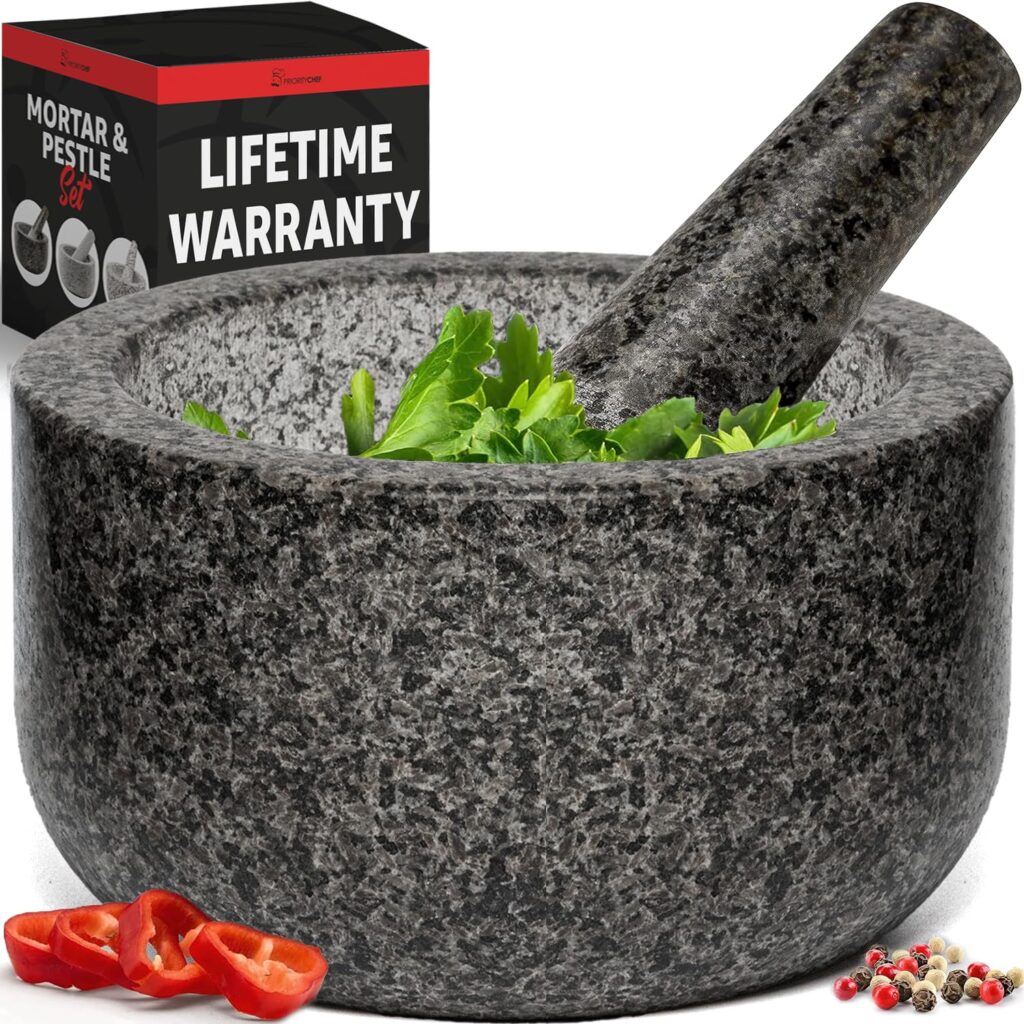 PriorityChef Large Granite Mortar and Pestle