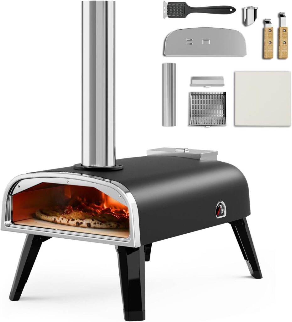 aidpiza 12" Wood-Fired Pellet Pizza Oven (Black)