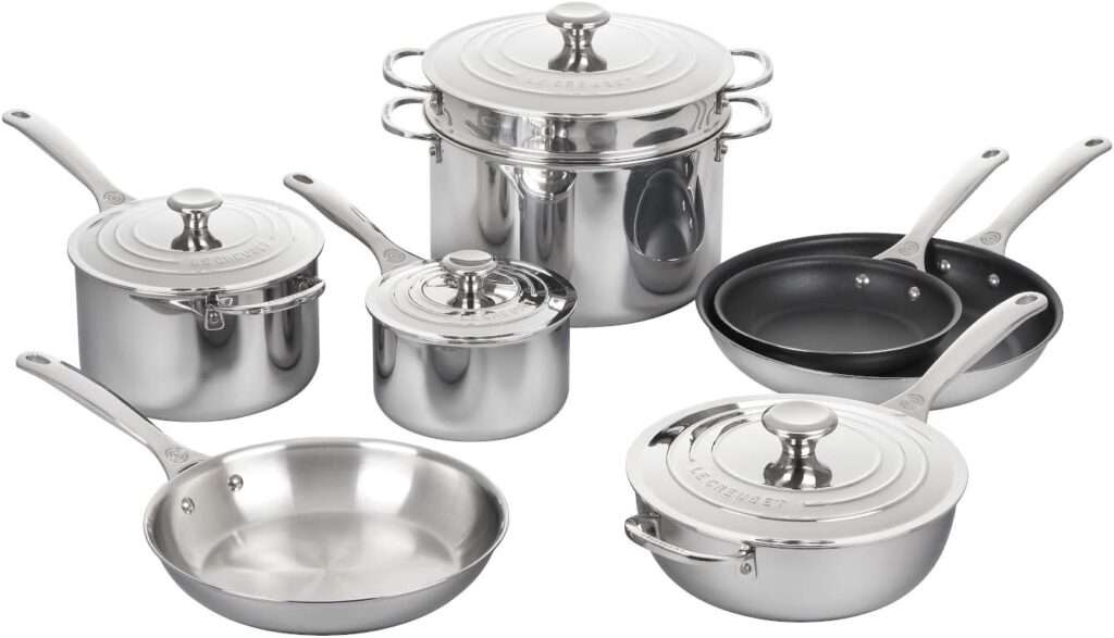 Le Creuset Tri-Ply Stainless Steel 12-Piece Cookware Set