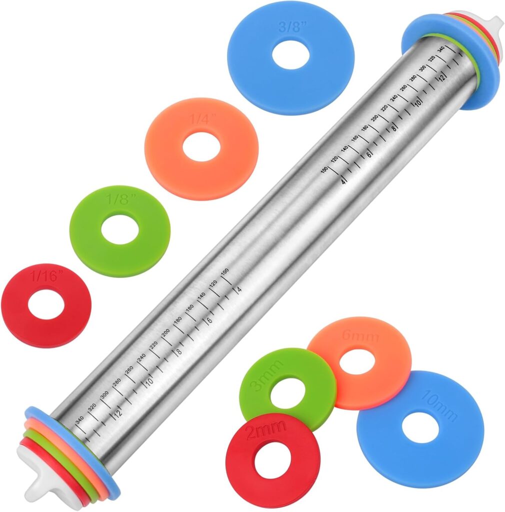 Adjustable Rolling Pin with Thickness Rings