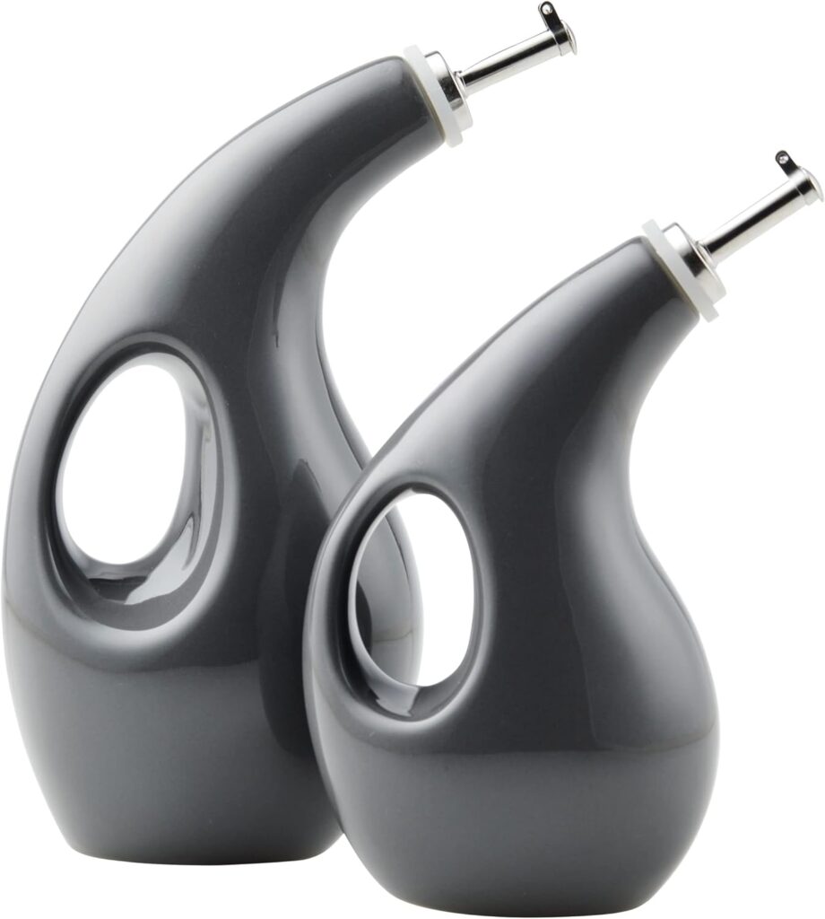Rachael Ray Serveware Ceramic EVOO Oil and Vinegar Dispensing Bottle Set