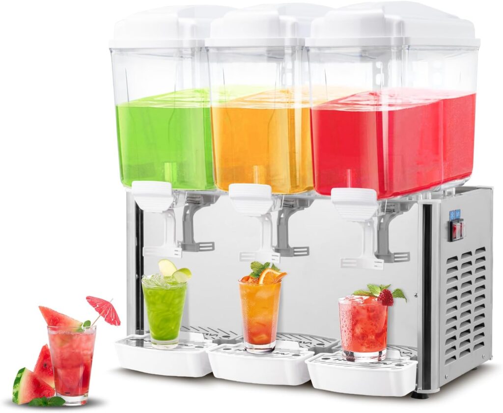 ROVSUN 14.4-Gallon Triple-Tank Commercial Beverage Dispenser