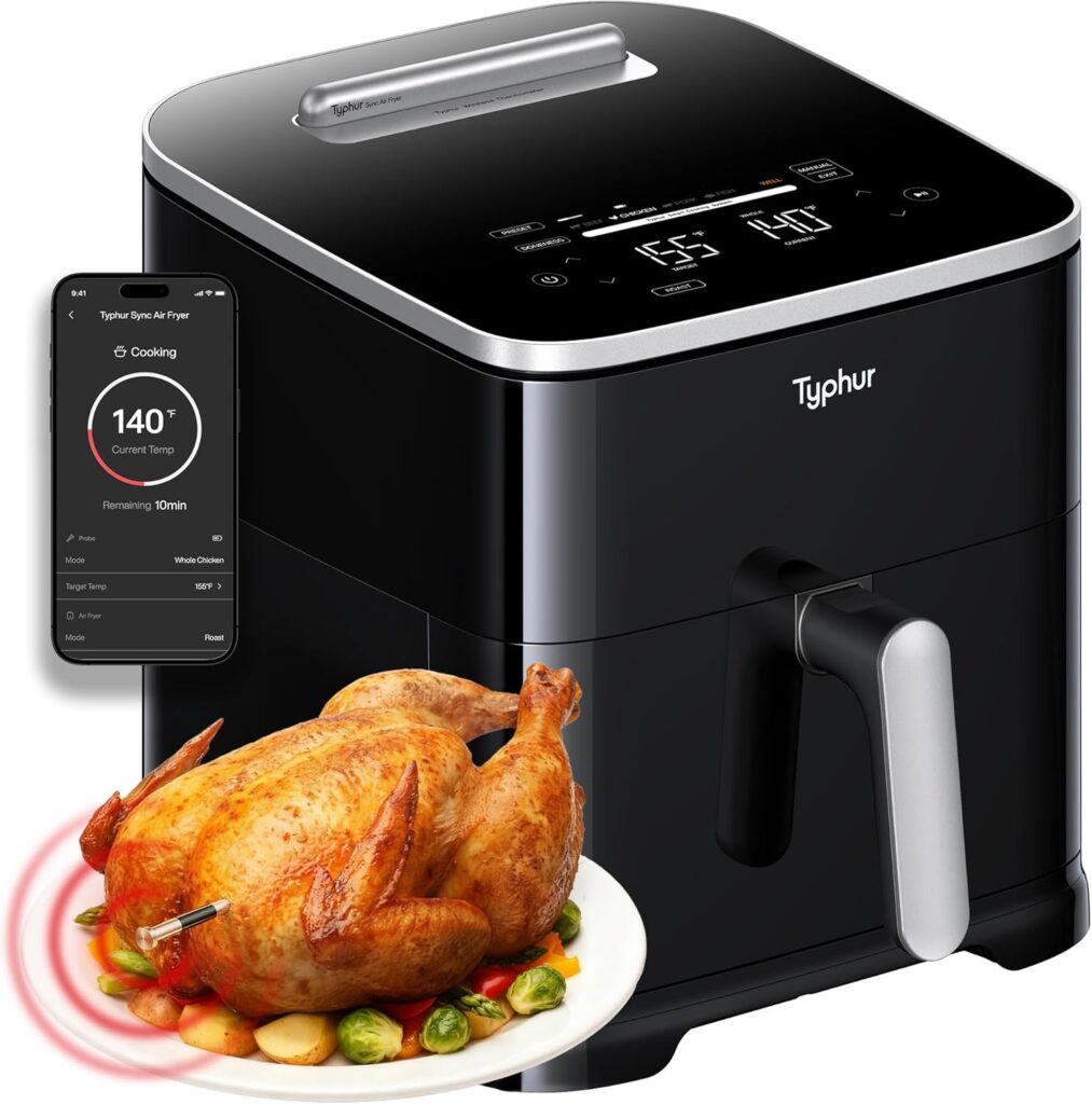 Typhur 8QT Sync Air Fryer with Built-in Wireless Meat Thermometer 