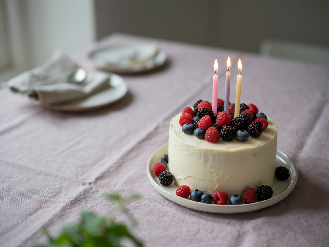 A sugar free chocolate birthday cake with dark chocolate frosting, shaved chocolate on top and a slice cut out