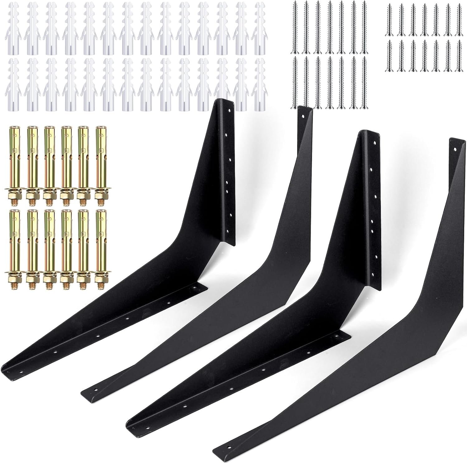 Black heavy duty steel countertop support brackets for an island overhang