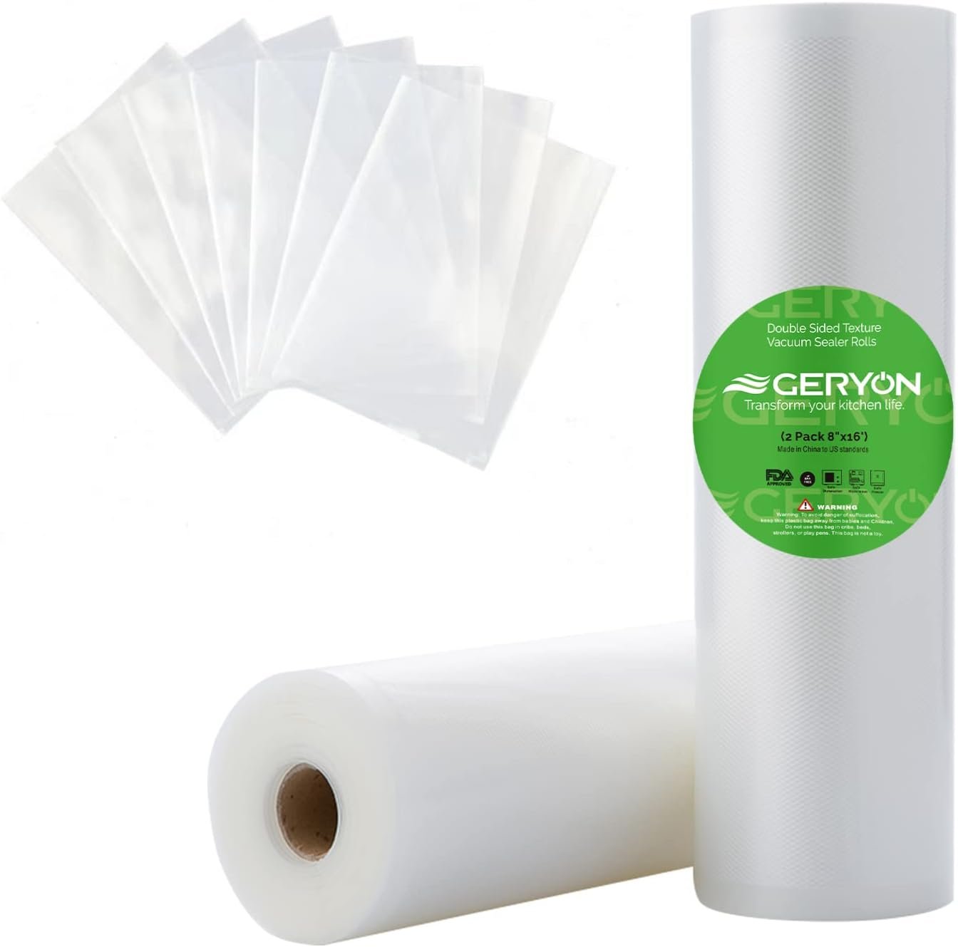 GERYON two pack of 8 inch vacuum sealer rolls